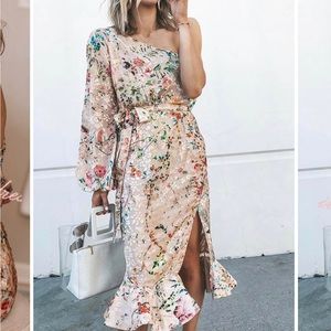 Spring has Sprung Floral one shoulder dress